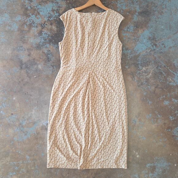 Lauren Ralph Lauren Chain-Print Buckle-Trim Jersey Dress Size 16 LaNWT Old Money - Picture 11 of 11